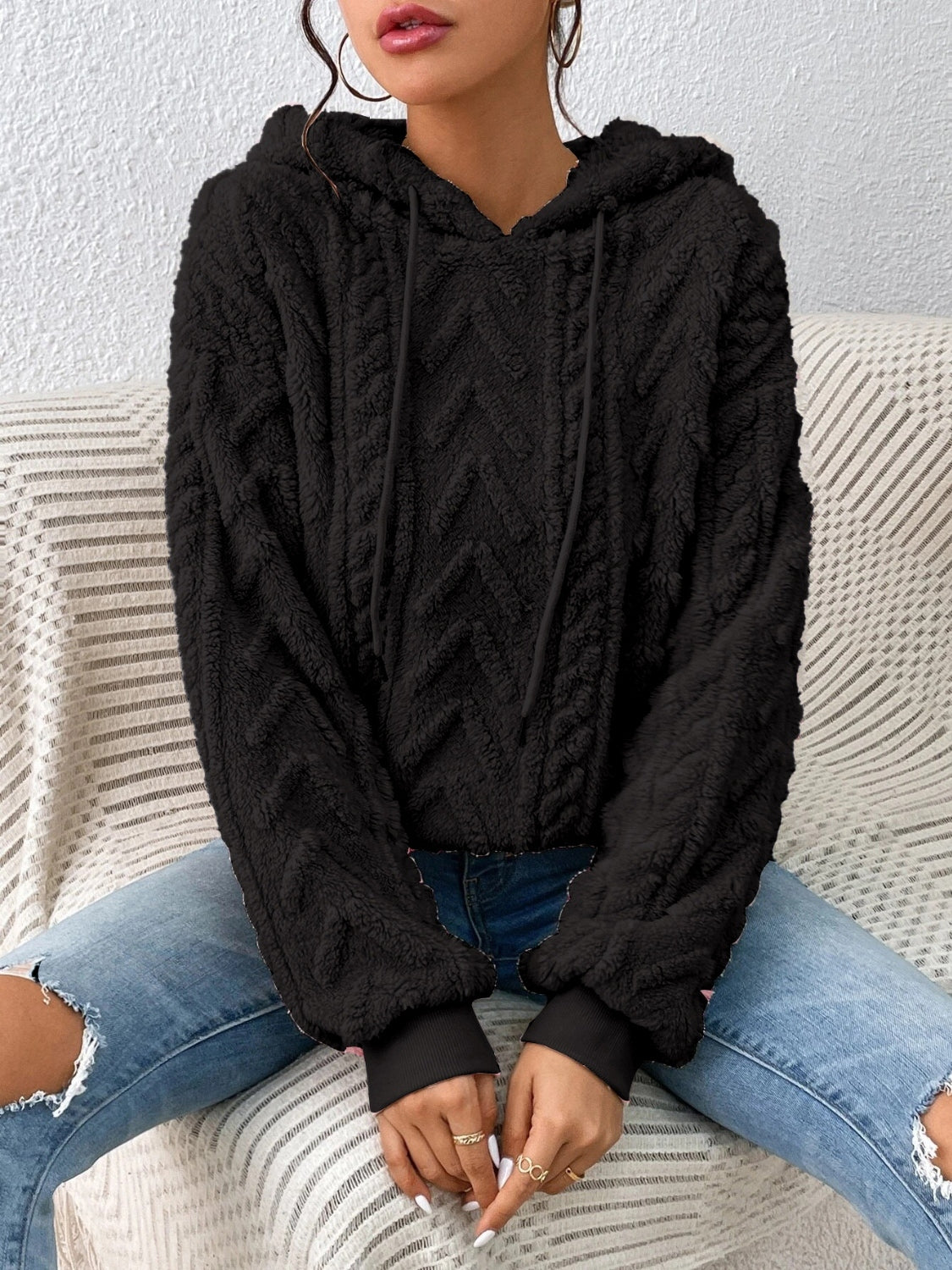 Drawstring Long Sleeve Hoodie – TBM